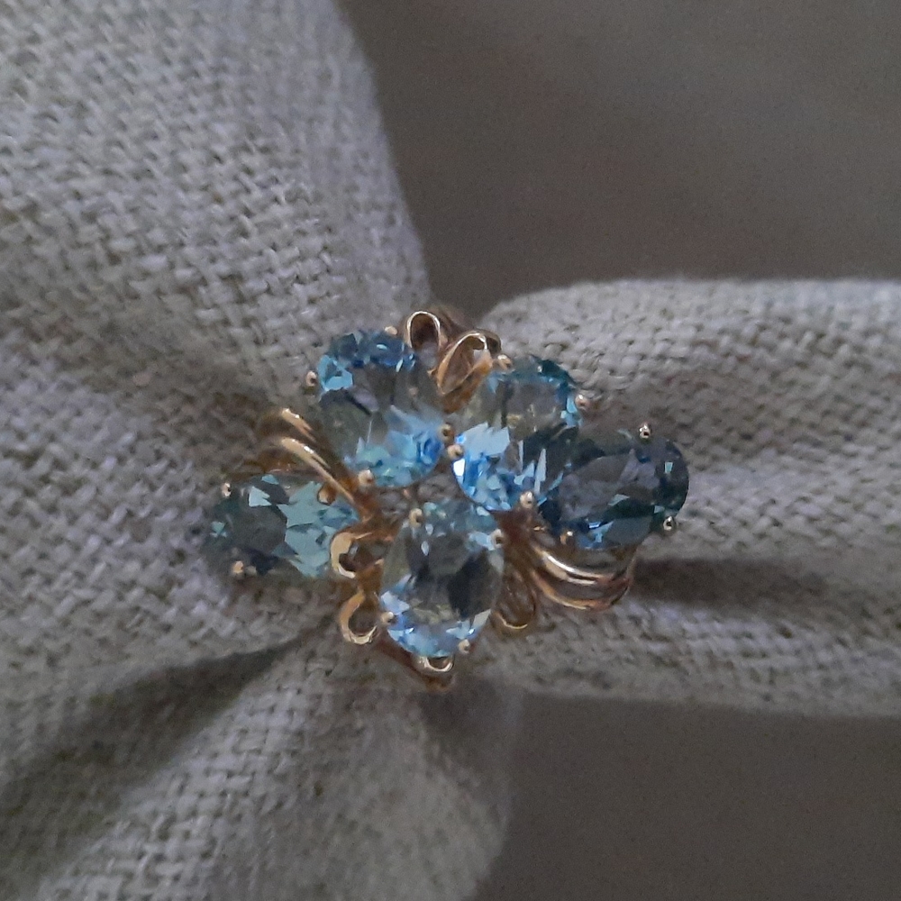 10K Yellow Gold Blue Topaz Ring